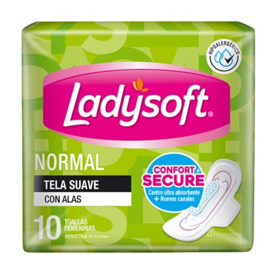 LADYSOFT TOALLA HIG NORMAL C/ ALAS 10UND