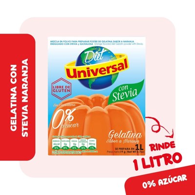 UNIVERSAL GEL DIET CON STEVIA NARANJA CJ 19GR