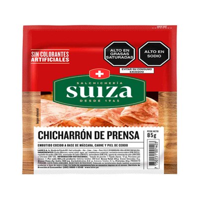 SUIZA CHICHARRON DE PRENSA un x 85 g