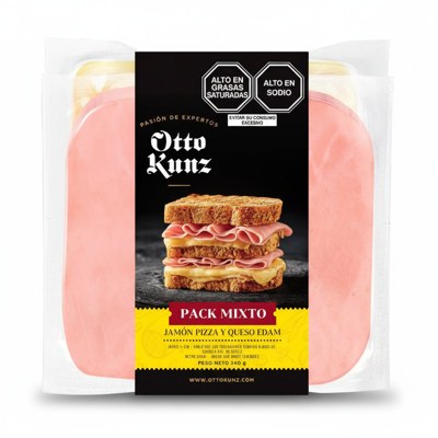 OTTO KUNZ PACK JAMON PIZZA Y QUESO EDAM X 340 GR.